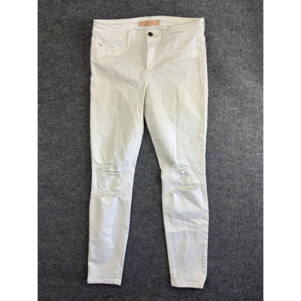 Joe's Jeans Womens 28 White Flawless Icon Skinny Ankle Distressed Stretch Denim